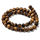 Natural Frosted Tiger Eye Round Bead Strands US-G-M064-8mm-02-2