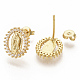 Brass Micro Pave Clear Cubic Zirconia Stud Earrings US-EJEW-S208-037-1