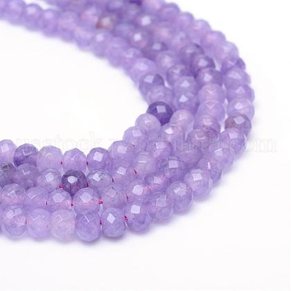 Faceted Rondelle Dyed Natural White Jade Bead Strands US-G-R343-6x8-03-1