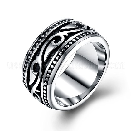 Men's Stainless Steel Finger Rings US-RJEW-BB29955-10-1