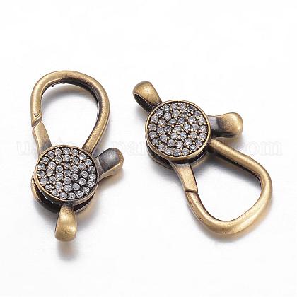 Brass Micro Pave Cubic Zirconia Lobster Claw Clasps US-KK-P051-02AB-1