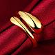 Real 18K Gold Plated Adjustable Brass Finger Rings for Women US-RJEW-BB07574-A-4