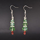 Christmas Glass Beads Dangle Earrings US-EJEW-JE01624-1