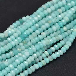 Faceted Rondelle Natural Amazonite Bead Strands US-G-F289-06