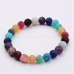 Natural Amazonite & Gemstone Beads Stretch Bracelets US-BJEW-JB02509-04