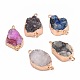 Golden Plated Dyed Natural Druzy Agate Links connectors with Iron Findings US-G-R275-276-1