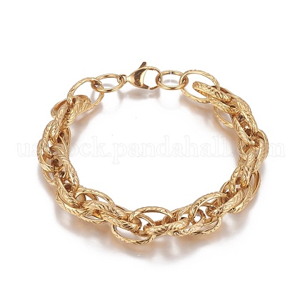 Ion Plating(IP) 304 Stainless Steel Rope Chain Bracelets US-BJEW-I274-09G-1