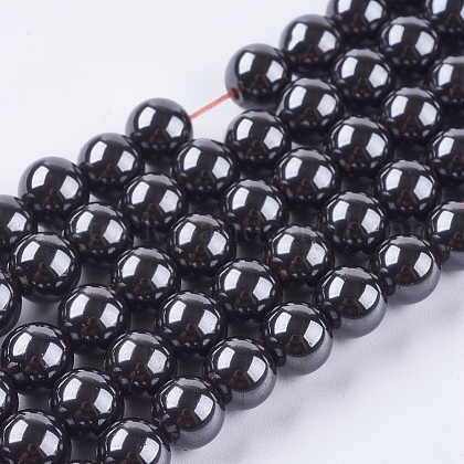 Magnetic Synthetic Hematite Beads Strands US-G-Q893-8mm-1