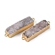 Electroplated Natural Druzy Agate Links/Connectors US-G-G656-02F-3