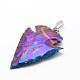 Electroplated Natural Indian Agate Pendants US-G-P396-05P-03-2