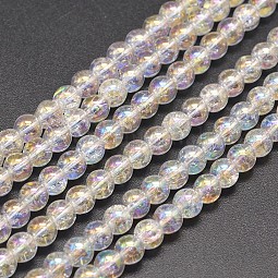 Electroplate Synthetic Crackle Quartz Bead Strands US-EGLA-J067-10mm-AB01