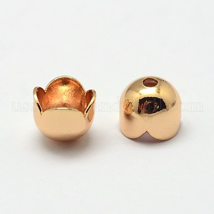 4-Petal Grade AAA Brass Bead Caps US-KK-E711-075G-NR-1