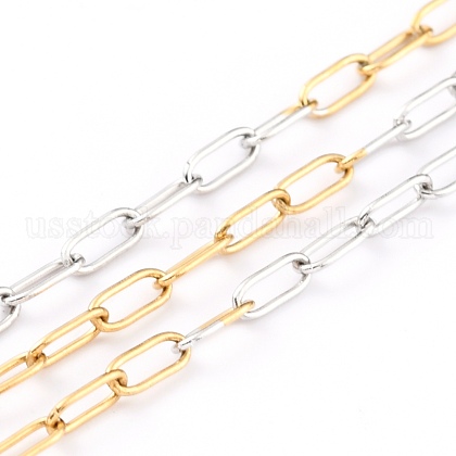 Two Tone 304 Stainless Steel Paperclip Chains US-CHS-B001-22-1