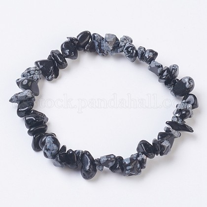 Natural Snowflake Obsidian Stretch Bracelets US-BJEW-JB03681-10-1