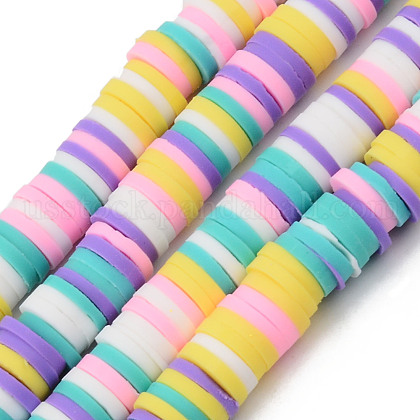 Handmade Polymer Clay Beads Strands US-CLAY-R089-6mm-107-1