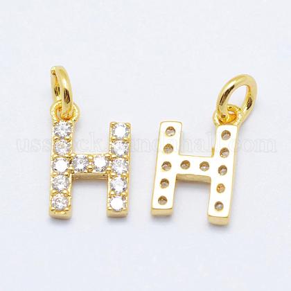 Brass Micro Pave Grade AAA Cubic Zirconia Charms US-ZIRC-P067-11G-H-NR-1