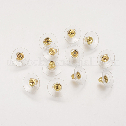 Brass Bullet Clutch Bullet Clutch Earring Backs with Pad US-KK-E446-14G-1
