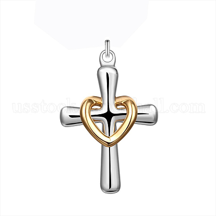 Brass Heart and Cross Pendants US-KK-BB11621-1