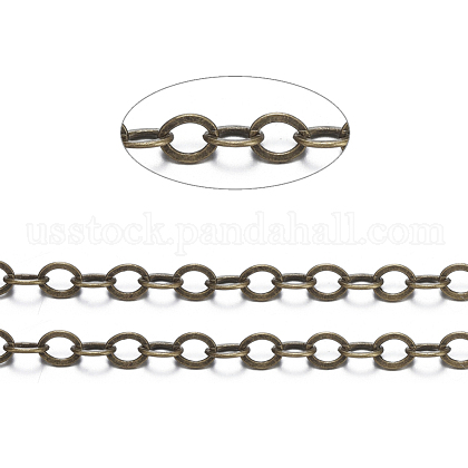 Brass Flat Oval Cable Chains US-CHC029Y-AB-1