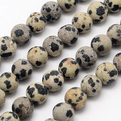 Natural Dalmatian Jasper Beads Strands US-G-D685-8mm-1