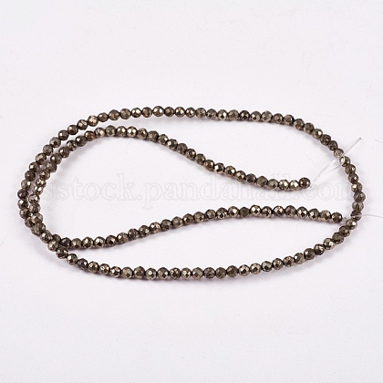 Natural Pyrite Beads Strands US-G-L031-3mm-03-1