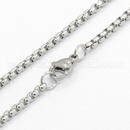 Men's 304 Stainless Steel Box Chain Necklaces US-STAS-O037-67P-1