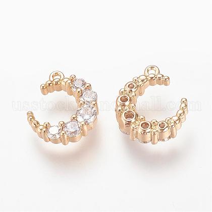 Brass Micro Pave Cubic Zirconia Charms US-ZIRC-R015-54G-1