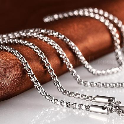316L Stainless Steel Box Chain Necklaces for Men US-NJEW-BB08005-24-1