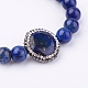 Natural Lapis Lazuli Beads Stretch Bracelets US-BJEW-L613-03-2