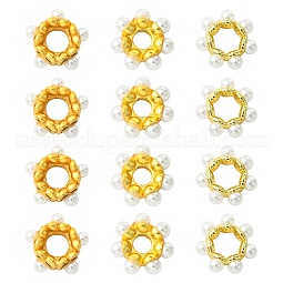 15Pcs 3 Styles Rack Plating Flower Brass Beads US-KK-CJ0002-66
