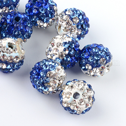 Two-Tone Color Handmade Polymer Clay Disco Ball Beads US-RB-R041-10-1