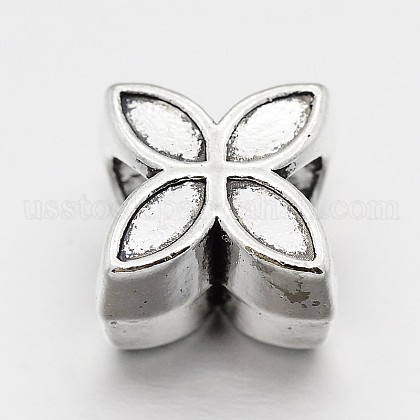 Alloy Clover Large Hole European Beads US-MPDL-M040-06AS-1