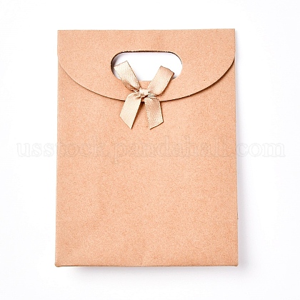 Kraft Paper Gift Bags with Ribbon Bowknot Design US-CARB-WH0009-05A-1
