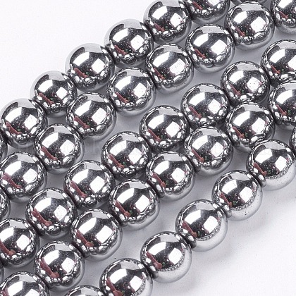 8MM Grade A Round Non-Magnetic Synthetic Hematite Beads Strands US-X-G-S096-8mm-3-1