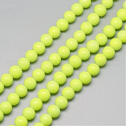 Baking Painted Glass Round Bead Strands US-DGLA-Q020-6mm-24-1