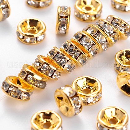 Brass Rhinestone Spacer Beads US-RB-A014-Z6mm-01G-1