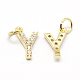 Eco-Friendly Brass Micro Pave Grade AAA Cubic Zirconia Charms US-ZIRC-P072-09G-Y-NR-2