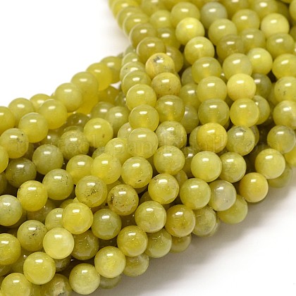 Natural Olive Jade Round Bead Strands US-G-P075-52-8mm-1