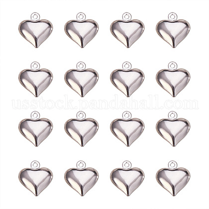 PandaHall Elite Silver Brass Heart Shape Charms Nickel Free Size 13x11.5x4.5mm for Jewelry Making US-KK-PH0001-05S-1
