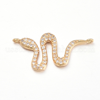Brass Micro Pave Clear Cubic Zirconia Links connectors US-ZIRC-L085-72G-1