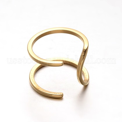 Simple 304 Stainless Steel Wide Band Hollow Cuff Rings US-RJEW-F046-18-17mm-1
