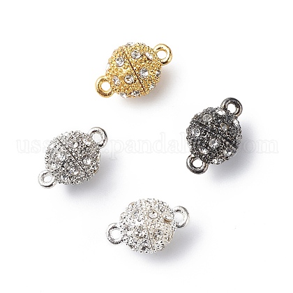 Alloy Rhinestone Magnetic Clasps with Loops US-RB-H116-2-M-1