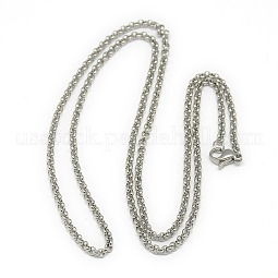 Trendy Unisex 304 Stainless Steel Cross Rolo Chain Necklaces US-NJEW-L043A-09P