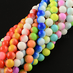 Two-Color Baking Paint Glass Bead Strands US-DGLA-R050-8mm-M1