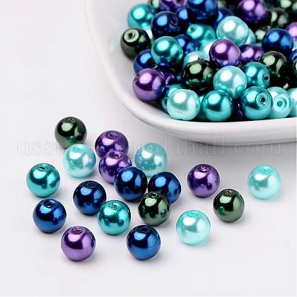 Ocean Mix Pearlized Glass Pearl Beads US-HY-X006-8mm-11-1