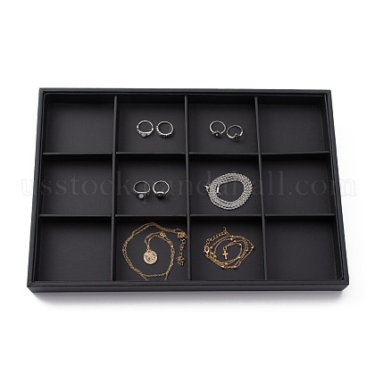 Stackable Wood Display Trays Covered By Black Leatherette US-PCT106-1