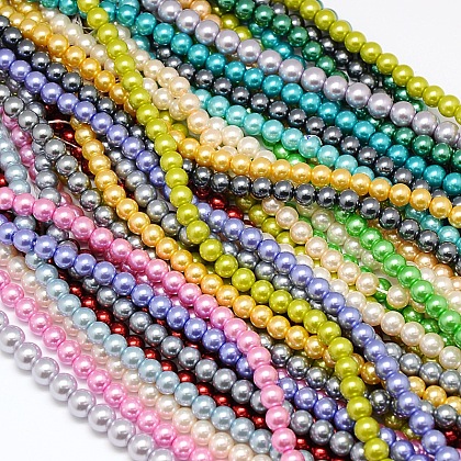 Eco-Friendly Dyed Glass Pearl Round Beads Strands US-HY-A002-10mm-M-1