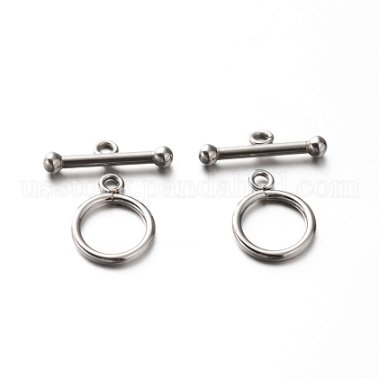 201 Stainless Steel Ring Toggle Clasps US-STAS-E088-24-1