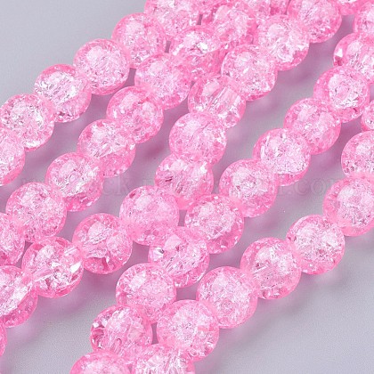 Spray Painted Crackle Glass Beads Strands US-CCG-Q001-10mm-02-1