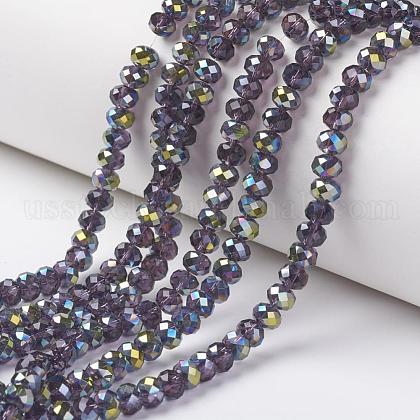 Electroplate Transparent Glass Beads Strands US-EGLA-A034-T10mm-S07-1